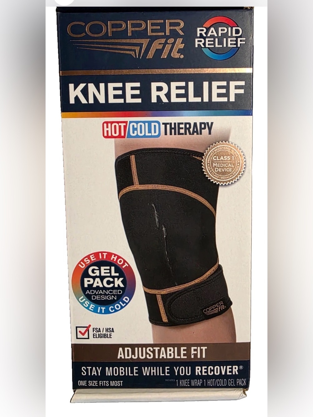 1 unit, Knee Relief Hot/Cold Therapy Knee Sleeve with Gel Pack